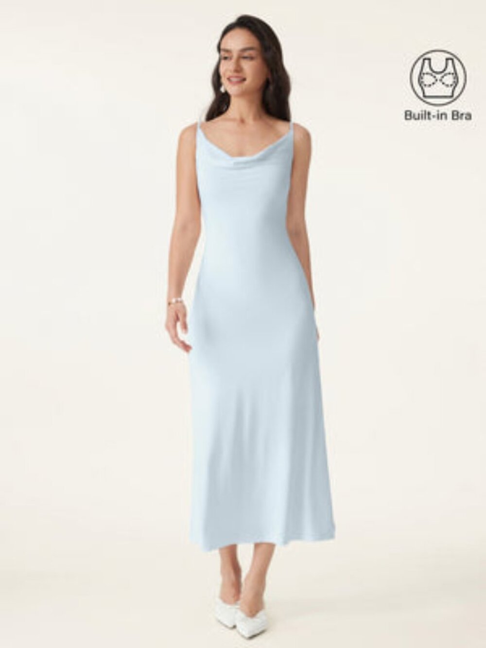 OGL - Effortless Vacay Cowl Neck Midi Bra Dress - Sky Glass / M